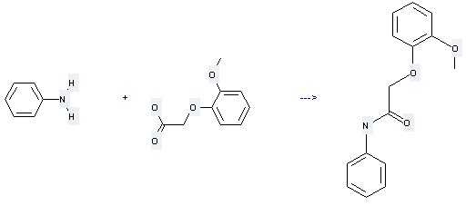 Acetic acid,2-(2-methoxyphenoxy)- can react with Aniline to get (2-Methoxy-phenoxy)-acetic acid anilide